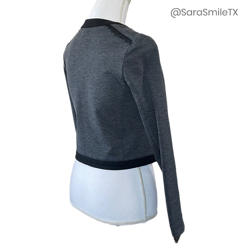 HAUTE HIPPIE Charcoal Gray Skull Crested Cropped Jacket - Picture 9 of 13